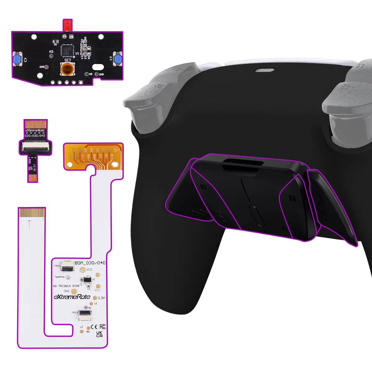 Extremerate Remappable Rise4 V4 Remap Kit For Ps5 Controller Bdm-030/040/050/060 - Black 1