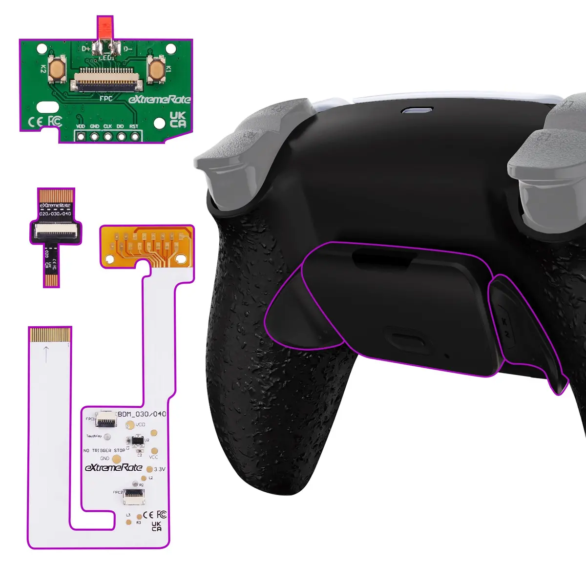 Extremerate Remappable Rise V4 Remap Kit For Ps5 Controller Bdm-030/040/050/060 - Textured Black 1