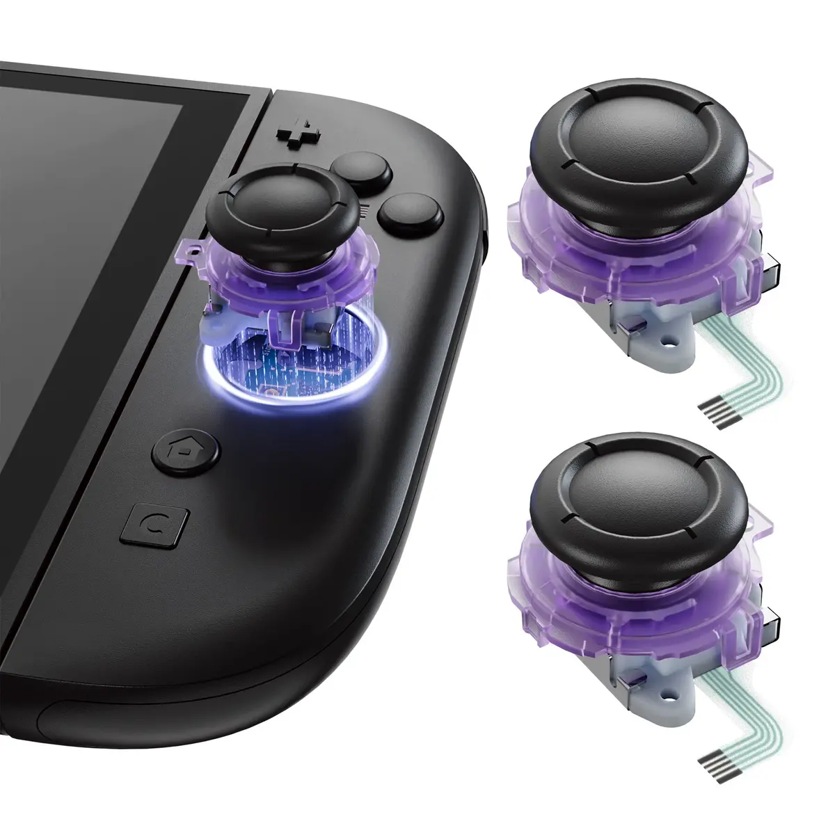 Extremerate Replacement 3D Joystick For Nintendo Switch 2 Joycon - Clear Atomic Purple 1