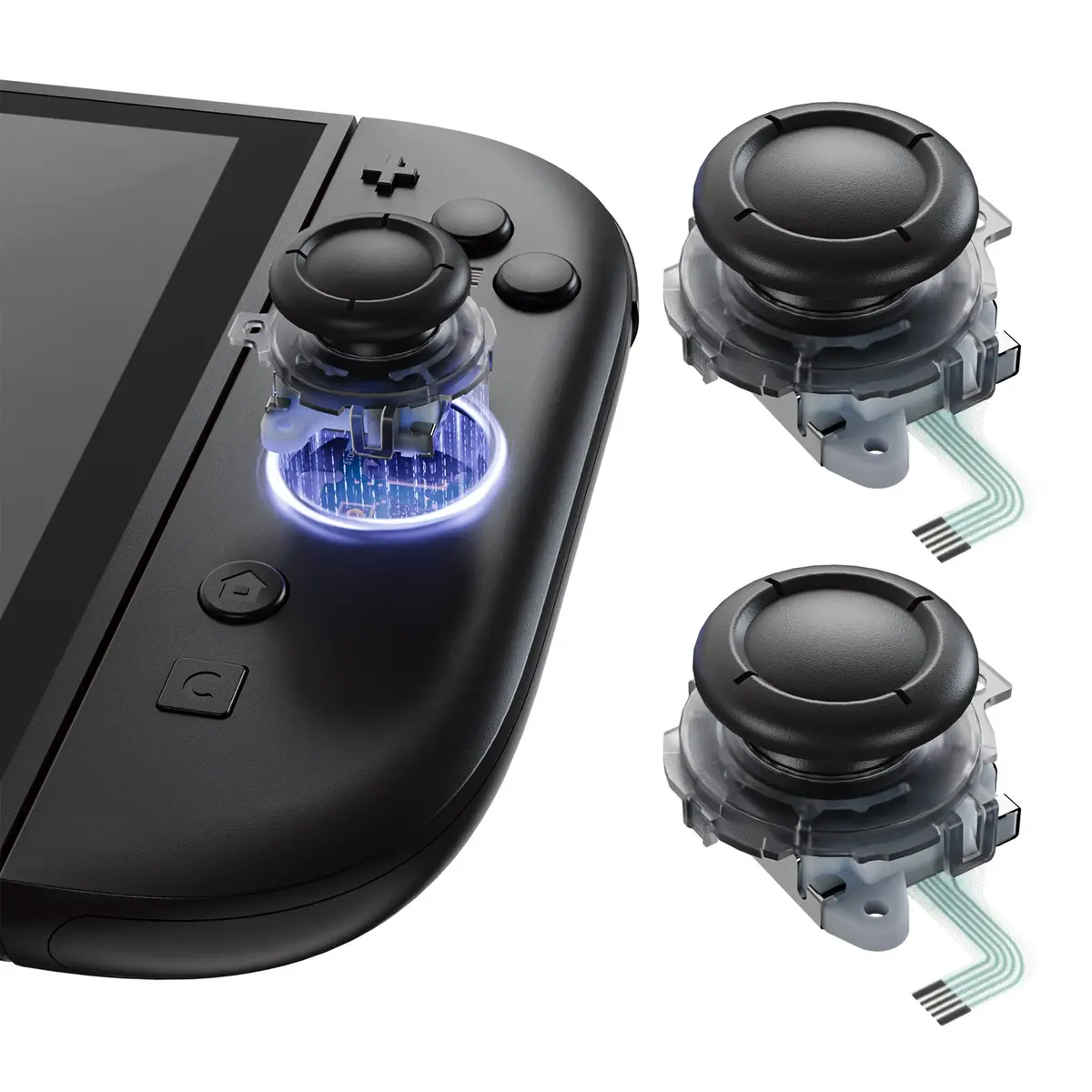 Extremerate Replacement 3D Joystick For Nintendo Switch 2 Joycon - Clear Slate Black 1