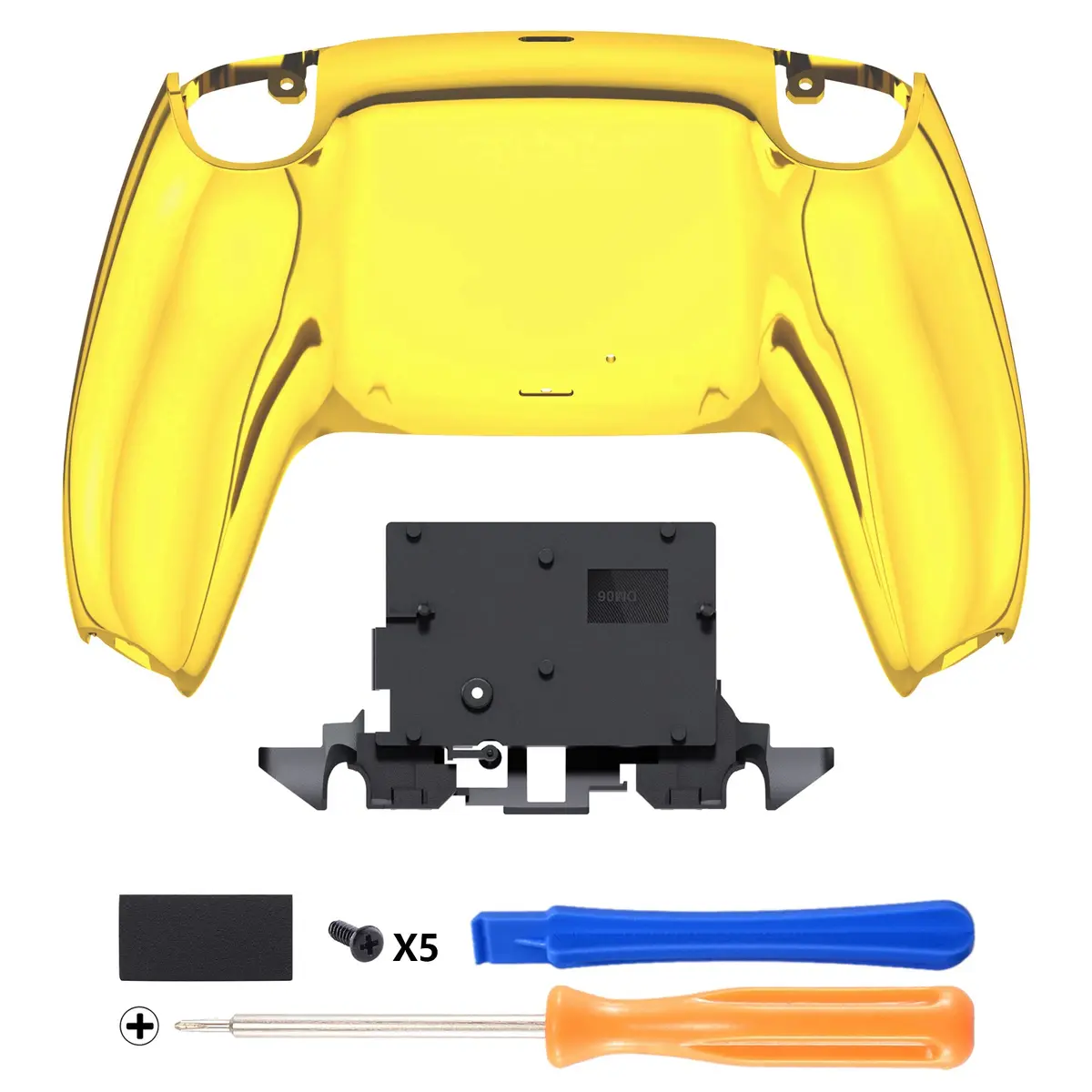 Extremerate Replacement Back Housing Bottom Shell For Ps5 Controller Bdm-010/020/030/040/050/060 - Chrome Gold 1
