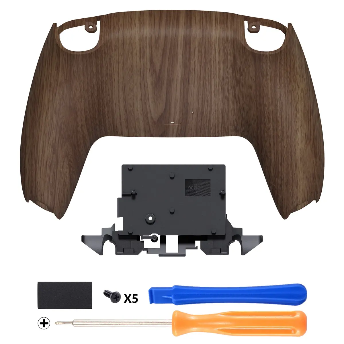 Extremerate Replacement Back Housing Bottom Shell For Ps5 Controller Bdm-010/020/030/040/050/060 - Wood Grain 1