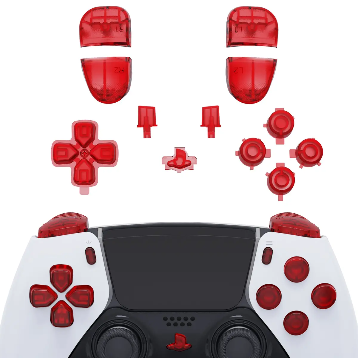 Extremerate Replacement Full Set Buttons Compatible With Ps5 Edge Controller - Clear Red 1