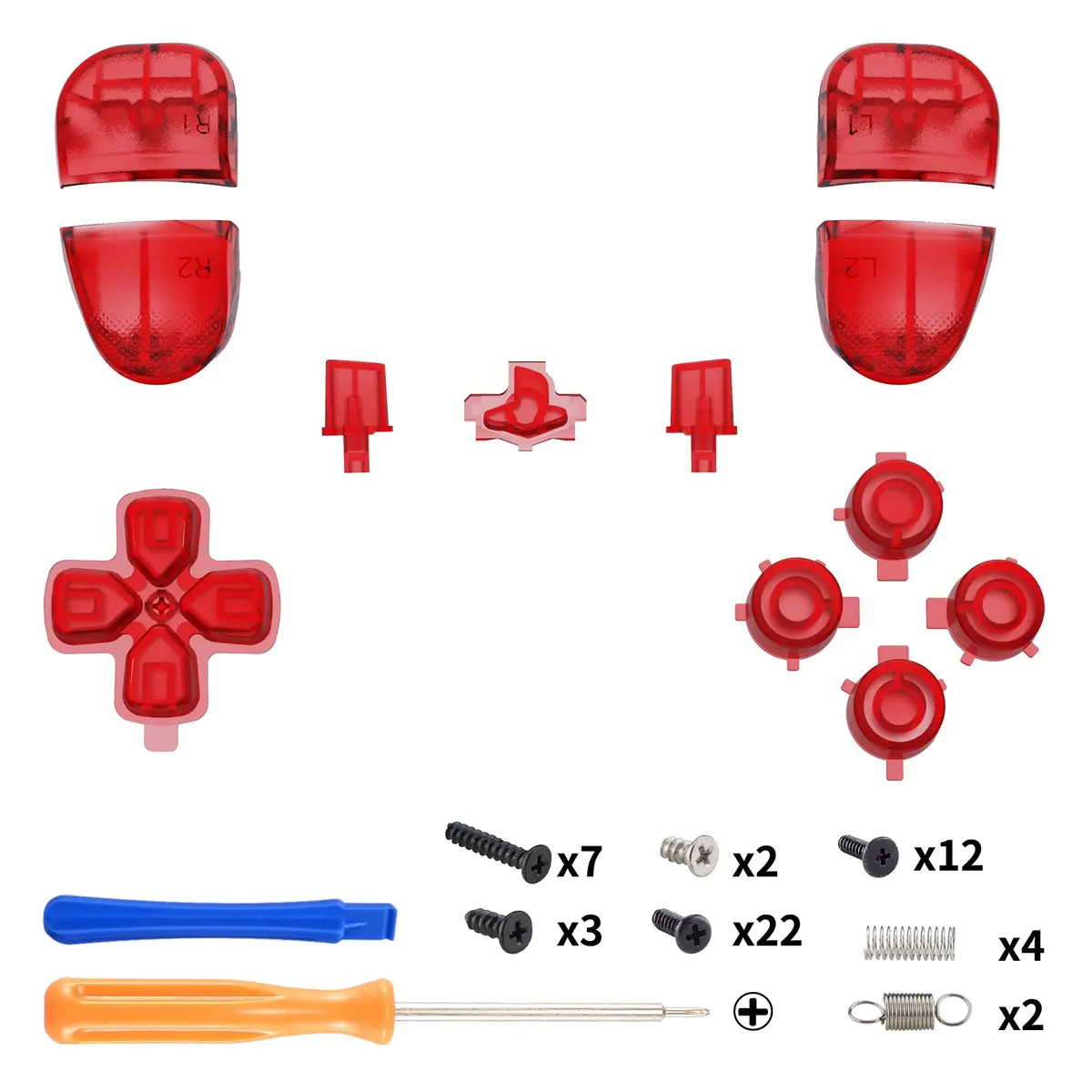 Extremerate Replacement Full Set Buttons Compatible With Ps5 Edge Controller - Clear Red 2