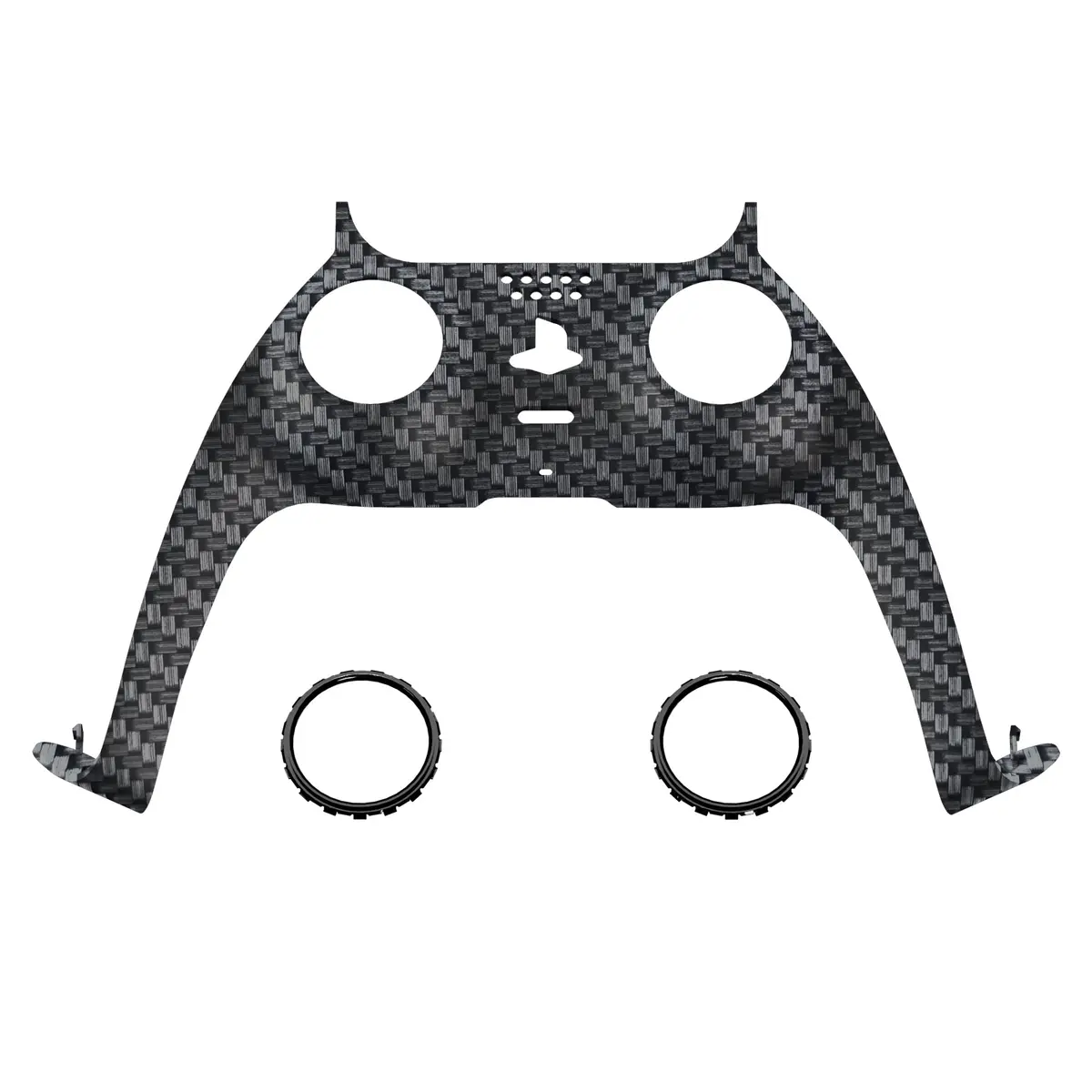 Extremerate Replacement Decorative Trim Shell With Accent Rings Compatible With Ps5 Controller Bdm-010/020/030/040/050 - Black Silver Carbon Fiber 1