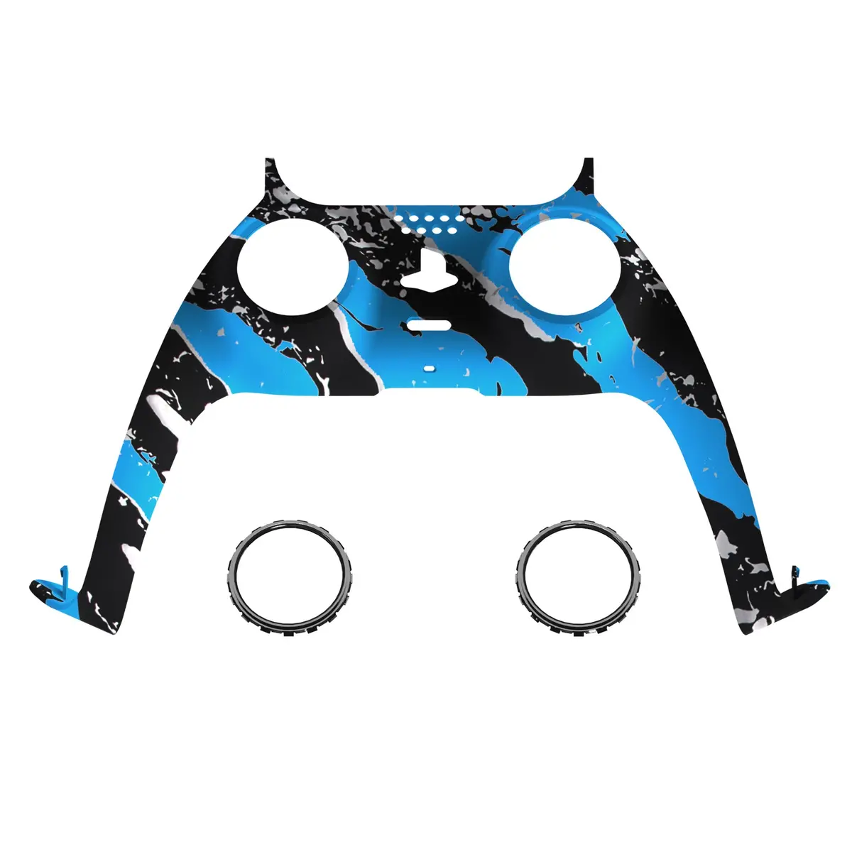 Extremerate Replacement Decorative Trim Shell With Accent Rings Compatible With Ps5 Controller Bdm-010/020/030/040/050 - Blue Coating Splash 1
