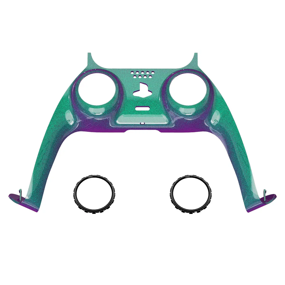 Extremerate Replacement Decorative Trim Shell With Accent Rings Compatible With Ps5 Controller Bdm-010/020/030/040/050 - Chameleon Green Purple 1