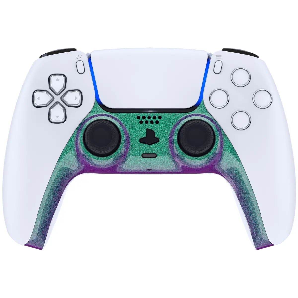 Extremerate Replacement Decorative Trim Shell With Accent Rings Compatible With Ps5 Controller Bdm-010/020/030/040/050 - Chameleon Green Purple 2