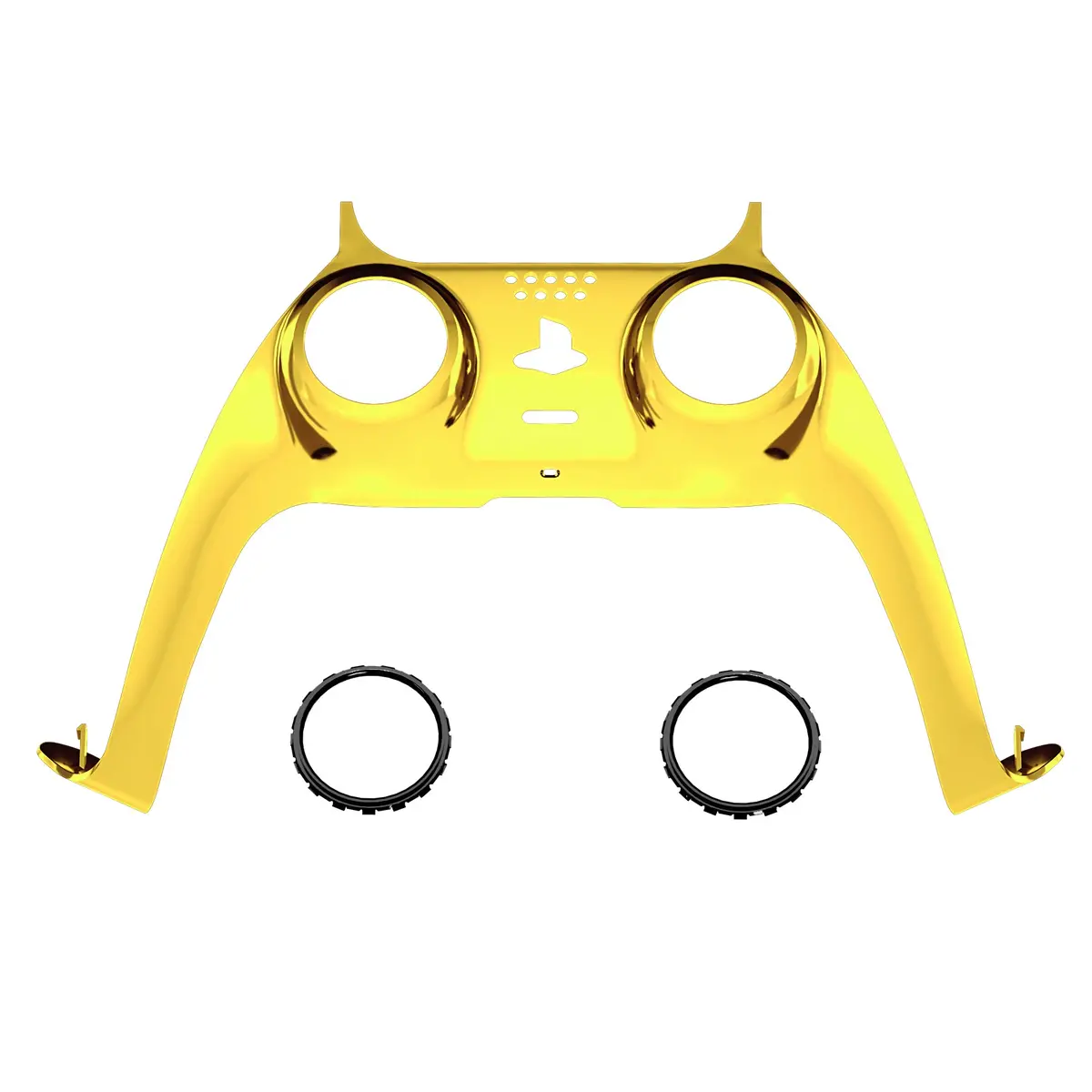 Extremerate Replacement Decorative Trim Shell With Accent Rings Compatible With Ps5 Controller Bdm-010/020/030/040/050 - Chrome Gold Glossy 1