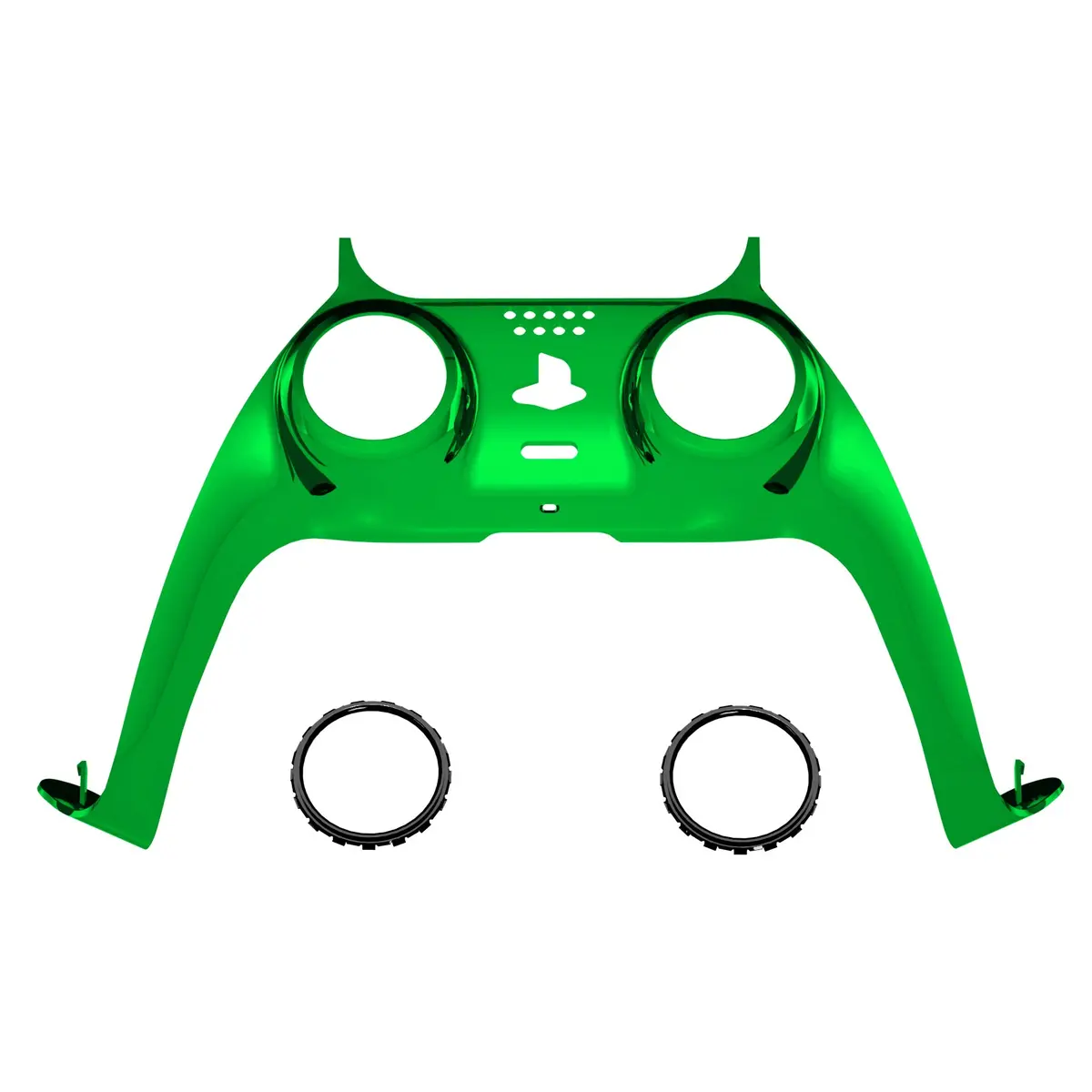 Extremerate Replacement Decorative Trim Shell With Accent Rings Compatible With Ps5 Controller Bdm-010/020/030/040/050 - Chrome Green Glossy 1