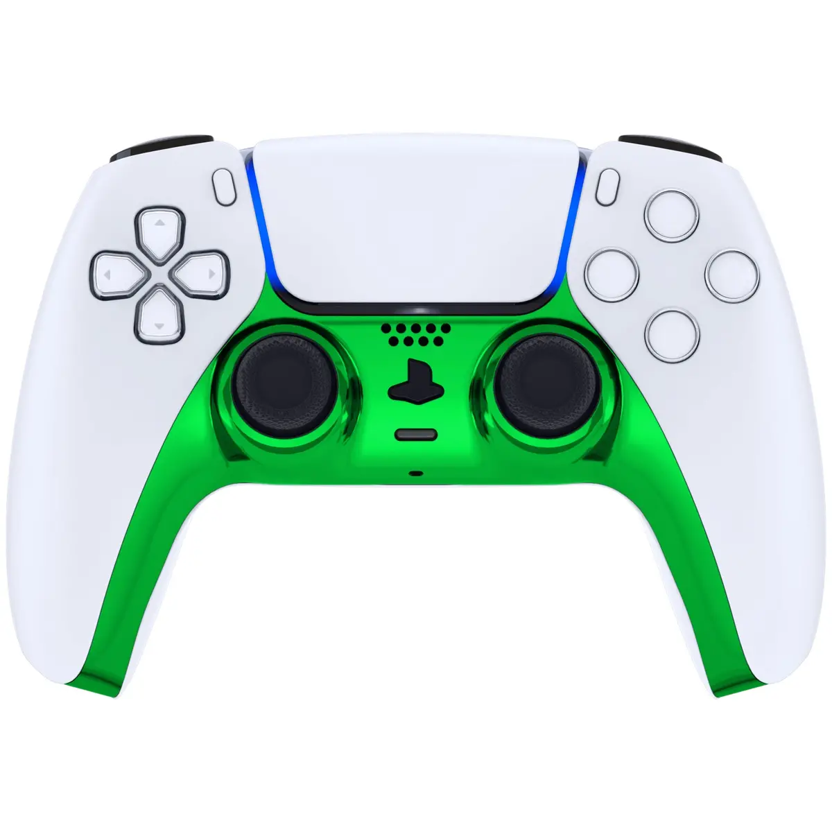 Extremerate Replacement Decorative Trim Shell With Accent Rings Compatible With Ps5 Controller Bdm-010/020/030/040/050 - Chrome Green Glossy 2