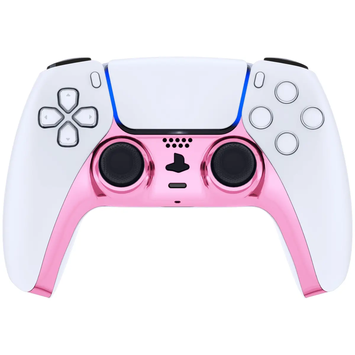 Extremerate Replacement Decorative Trim Shell With Accent Rings Compatible With Ps5 Controller Bdm-010/020/030/040/050 - Chrome Pink Glossy 2