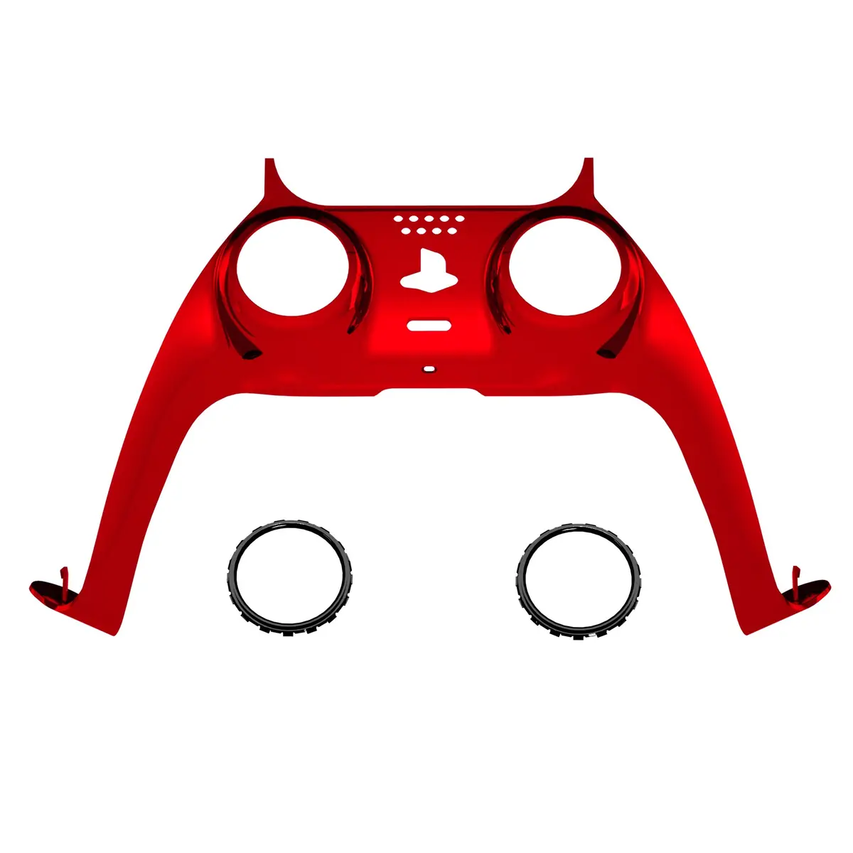 Extremerate Replacement Decorative Trim Shell With Accent Rings Compatible With Ps5 Controller Bdm-010/020/030/040/050 - Chrome Red Glossy 1