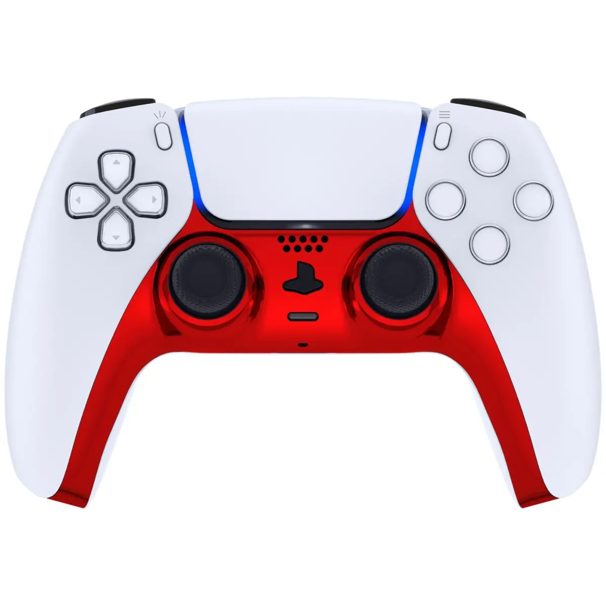 Extremerate Replacement Decorative Trim Shell With Accent Rings Compatible With Ps5 Controller Bdm-010/020/030/040/050 - Chrome Red Glossy 2