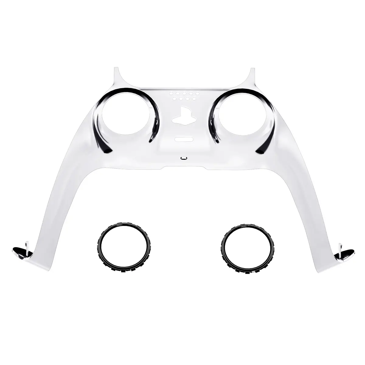 Extremerate Replacement Decorative Trim Shell With Accent Rings Compatible With Ps5 Controller Bdm-010/020/030/040/050 - Chrome Silver Glossy 1