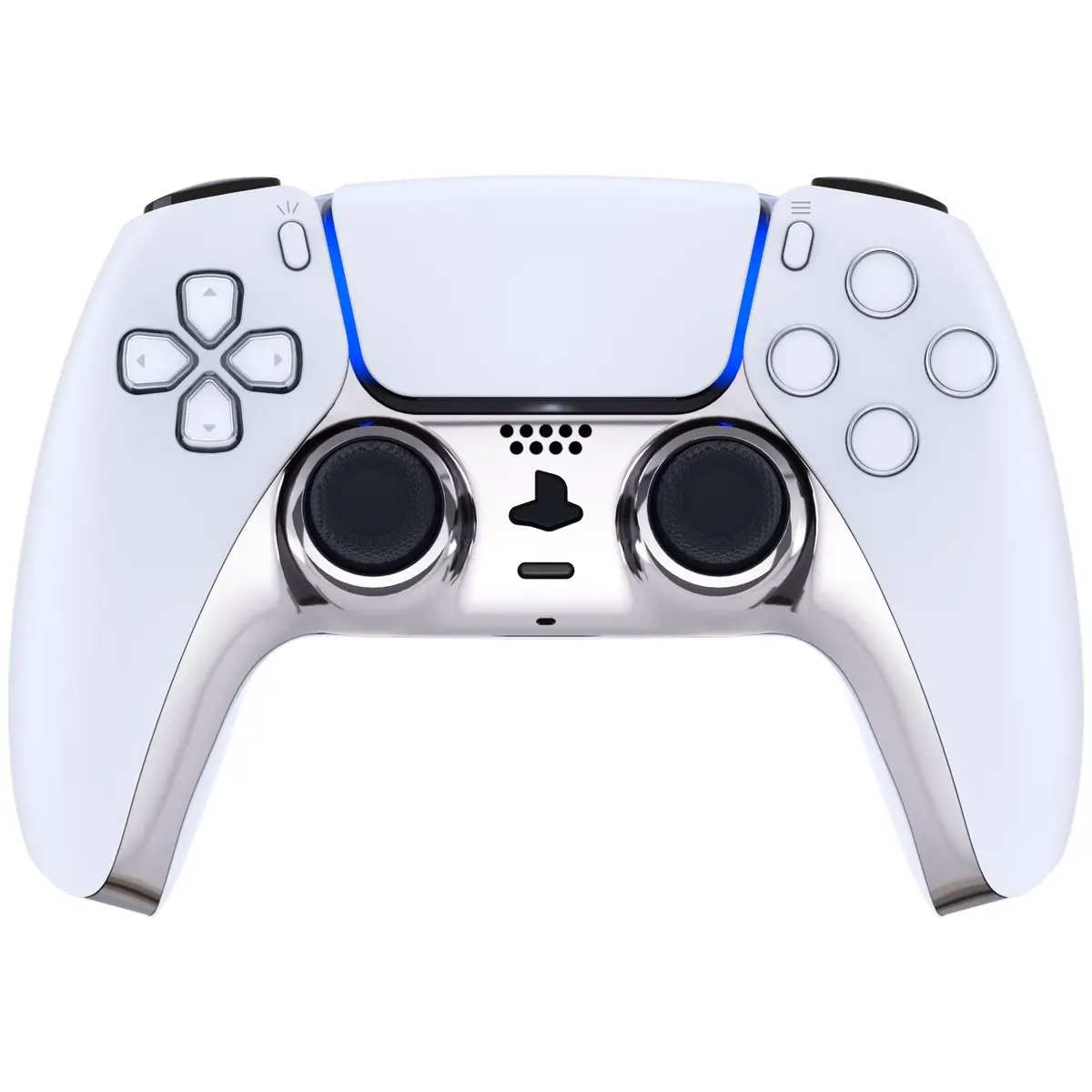 Extremerate Replacement Decorative Trim Shell With Accent Rings Compatible With Ps5 Controller Bdm-010/020/030/040/050 - Chrome Silver Glossy 2