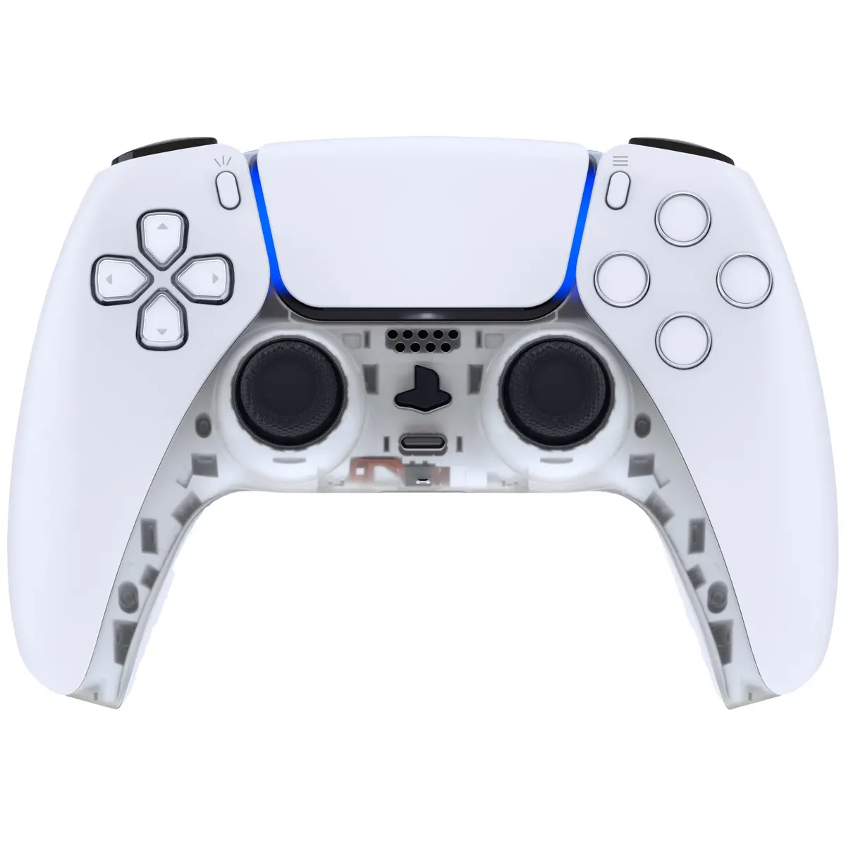 Extremerate Replacement Decorative Trim Shell With Accent Rings Compatible With Ps5 Controller Bdm-010/020/030/040/050 - Clear 2