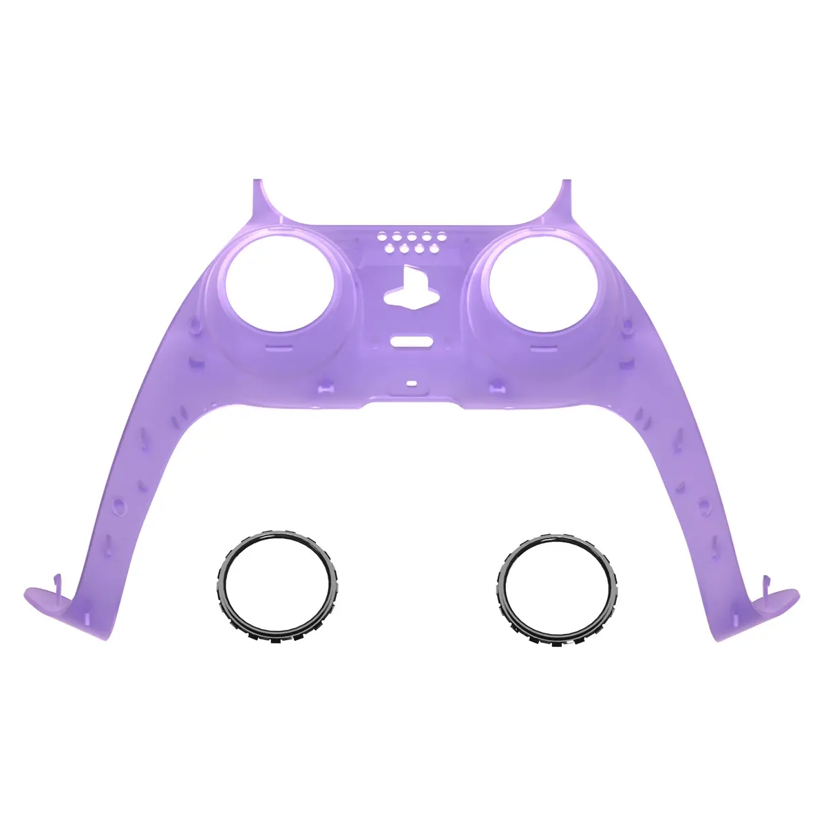 Extremerate Replacement Decorative Trim Shell With Accent Rings Compatible With Ps5 Controller Bdm-010/020/030/040/050 - Clear Atomic Purple 1