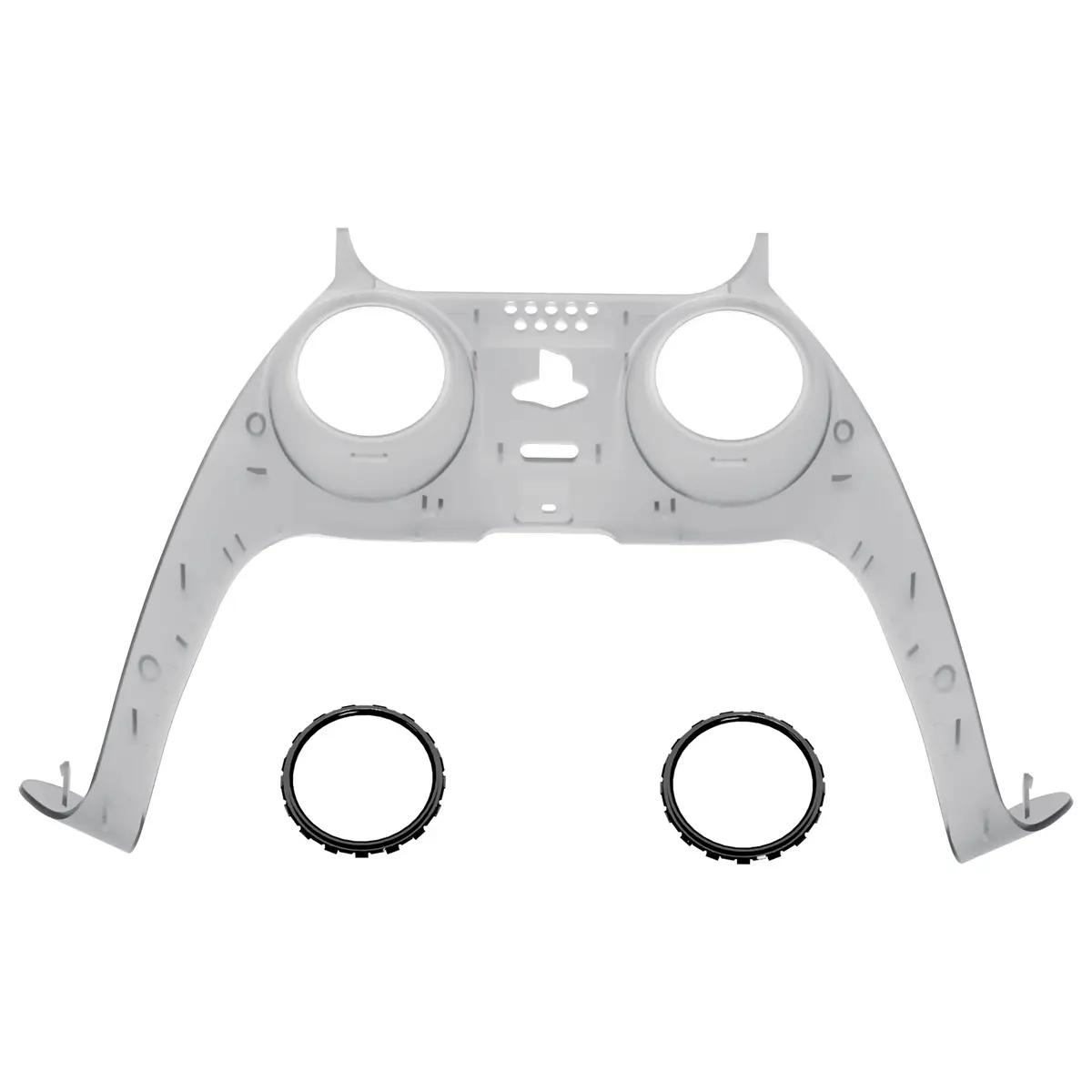 Extremerate Replacement Decorative Trim Shell With Accent Rings Compatible With Ps5 Controller Bdm-010/020/030/040/050 - Clear Black 1