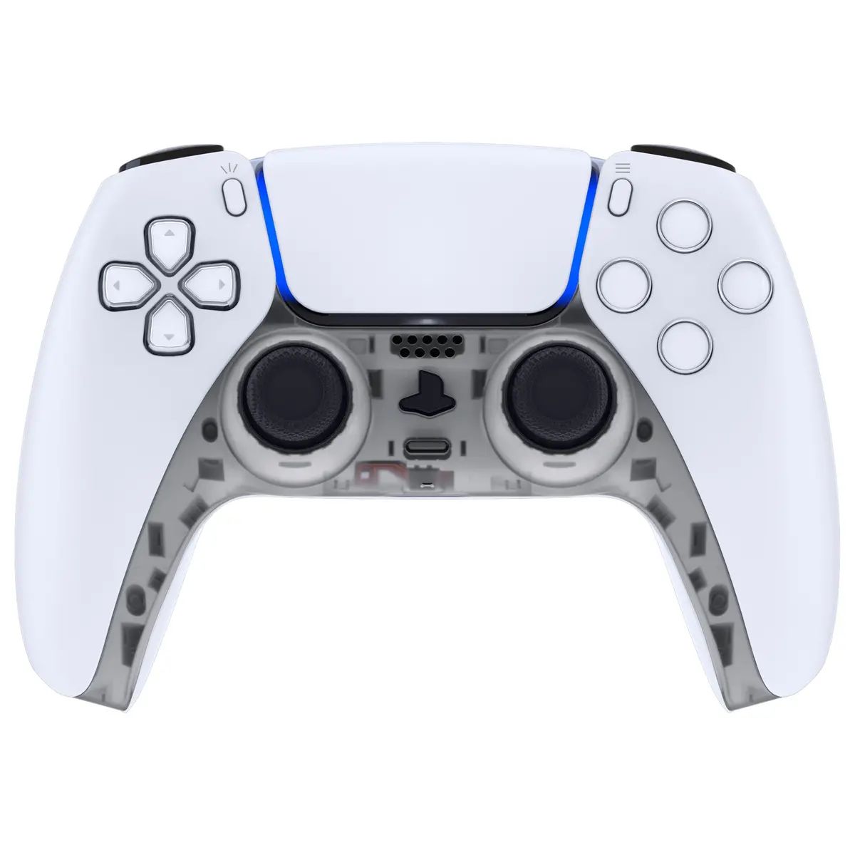 Extremerate Replacement Decorative Trim Shell With Accent Rings Compatible With Ps5 Controller Bdm-010/020/030/040/050 - Clear Black 2
