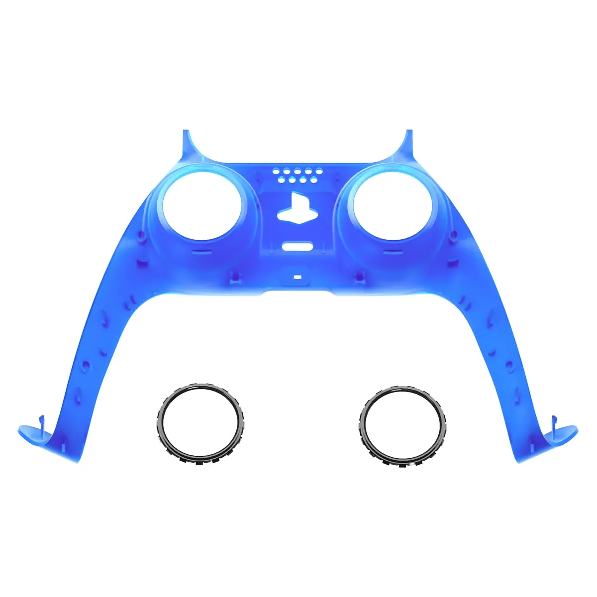 Extremerate Replacement Decorative Trim Shell With Accent Rings Compatible With Ps5 Controller Bdm-010/020/030/040/050 - Clear Blue 1
