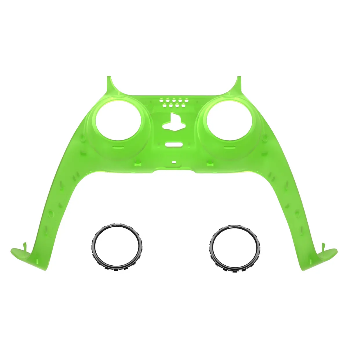 Extremerate Replacement Decorative Trim Shell With Accent Rings Compatible With Ps5 Controller Bdm-010/020/030/040/050 - Clear Green 1