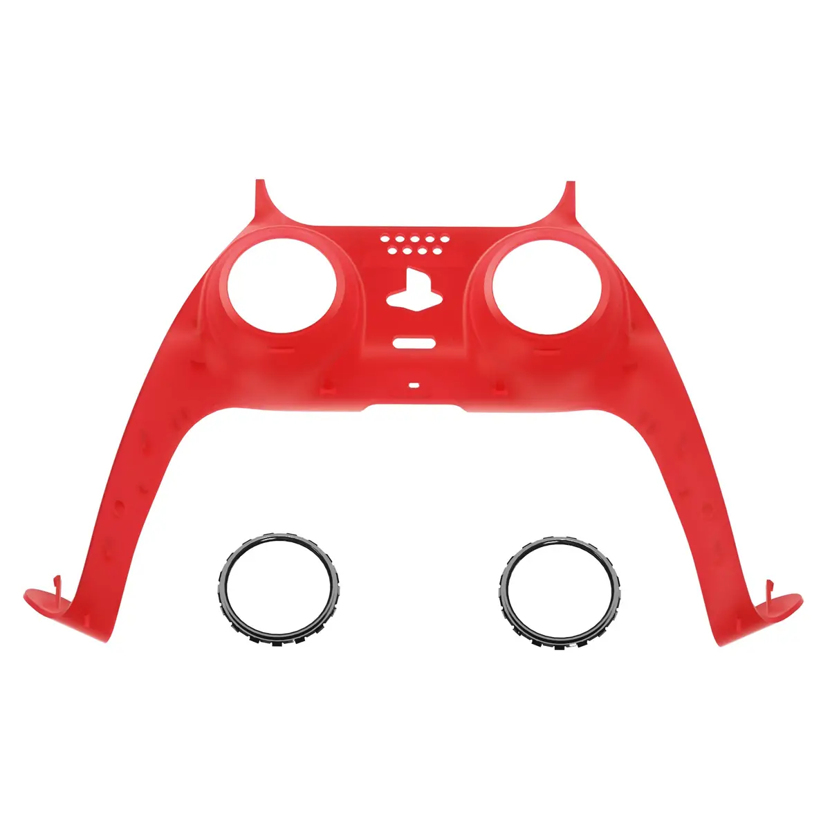Extremerate Replacement Decorative Trim Shell With Accent Rings Compatible With Ps5 Controller Bdm-010/020/030/040/050 - Clear Red 1
