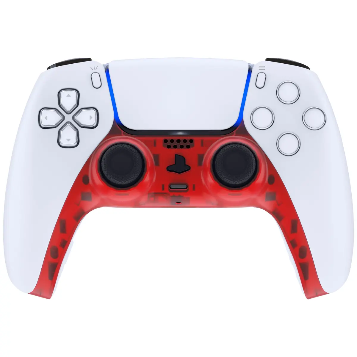 Extremerate Replacement Decorative Trim Shell With Accent Rings Compatible With Ps5 Controller Bdm-010/020/030/040/050 - Clear Red 2