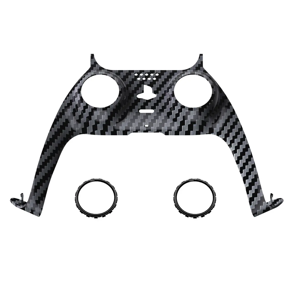Extremerate Replacement Decorative Trim Shell With Accent Rings Compatible With Ps5 Controller Bdm-010/020/030/040/050 - Graphite Carbon Fiber 1
