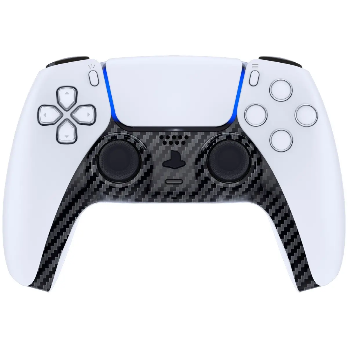 Extremerate Replacement Decorative Trim Shell With Accent Rings Compatible With Ps5 Controller Bdm-010/020/030/040/050 - Graphite Carbon Fiber 2