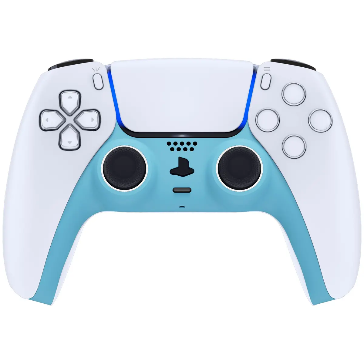 Extremerate Replacement Decorative Trim Shell With Accent Rings Compatible With Ps5 Controller Bdm-010/020/030/040/050 - Heaven Blue 2