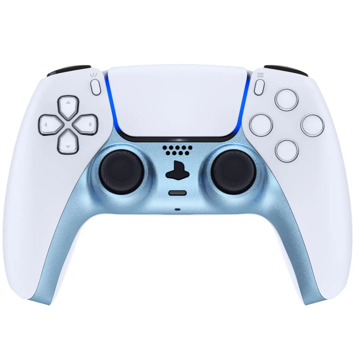 Extremerate Replacement Decorative Trim Shell With Accent Rings Compatible With Ps5 Controller Bdm-010/020/030/040/050 - Metallic Titanium Blue 2