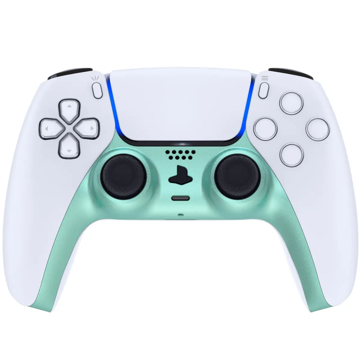 Extremerate Replacement Decorative Trim Shell With Accent Rings Compatible With Ps5 Controller Bdm-010/020/030/040/050 - Metallic Vista Green 2