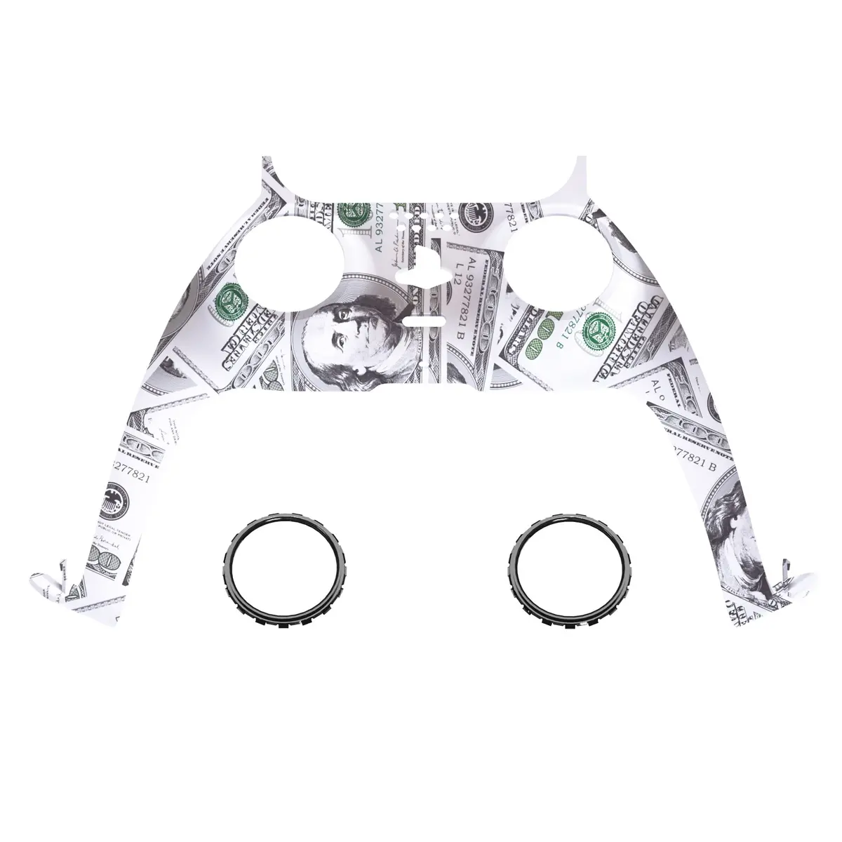 Extremerate Replacement Decorative Trim Shell With Accent Rings Compatible With Ps5 Controller Bdm-010/020/030/040/050 - The $100 Cash Money 1