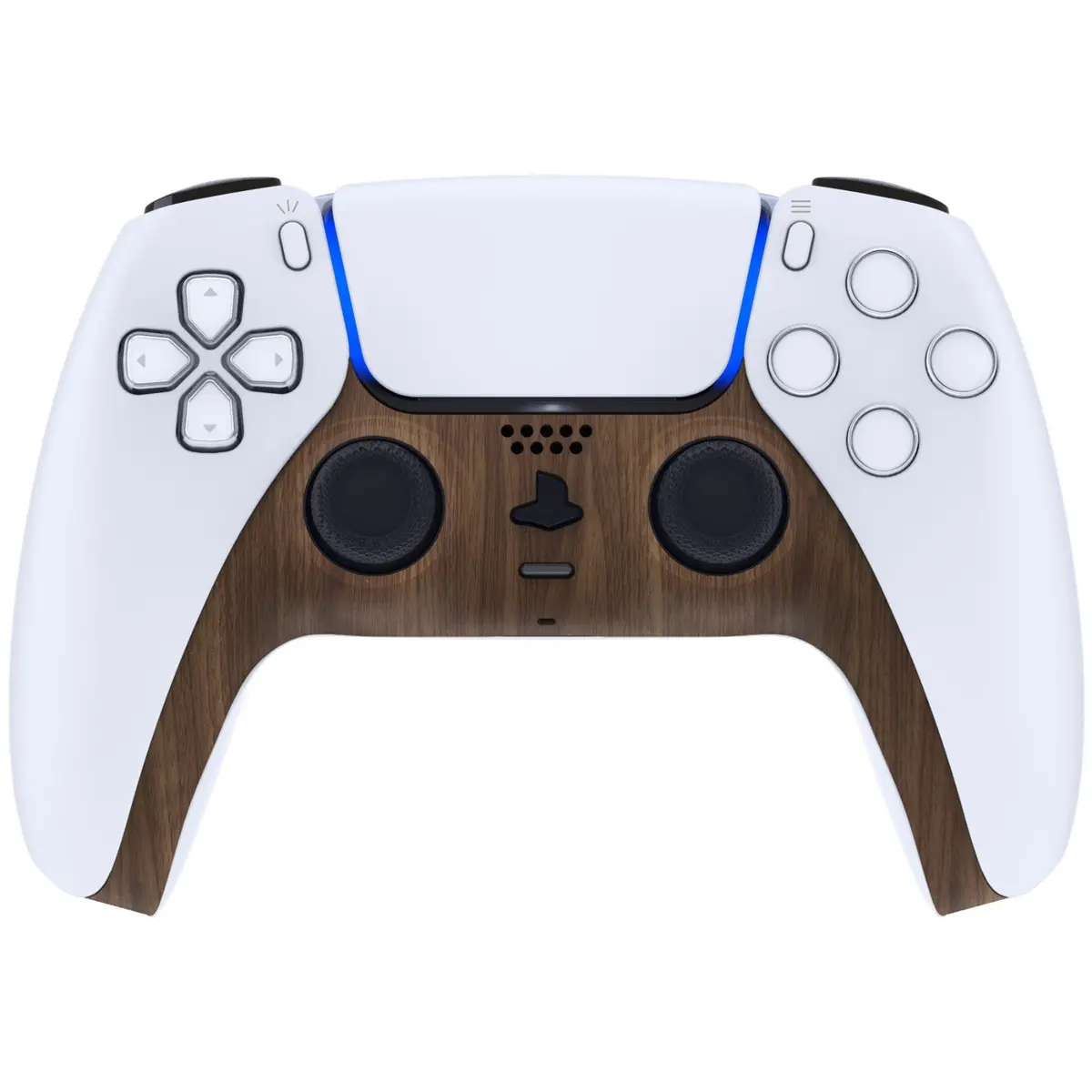 Extremerate Replacement Decorative Trim Shell With Accent Rings Compatible With Ps5 Controller Bdm-010/020/030/040/050 - Wood Grain 2