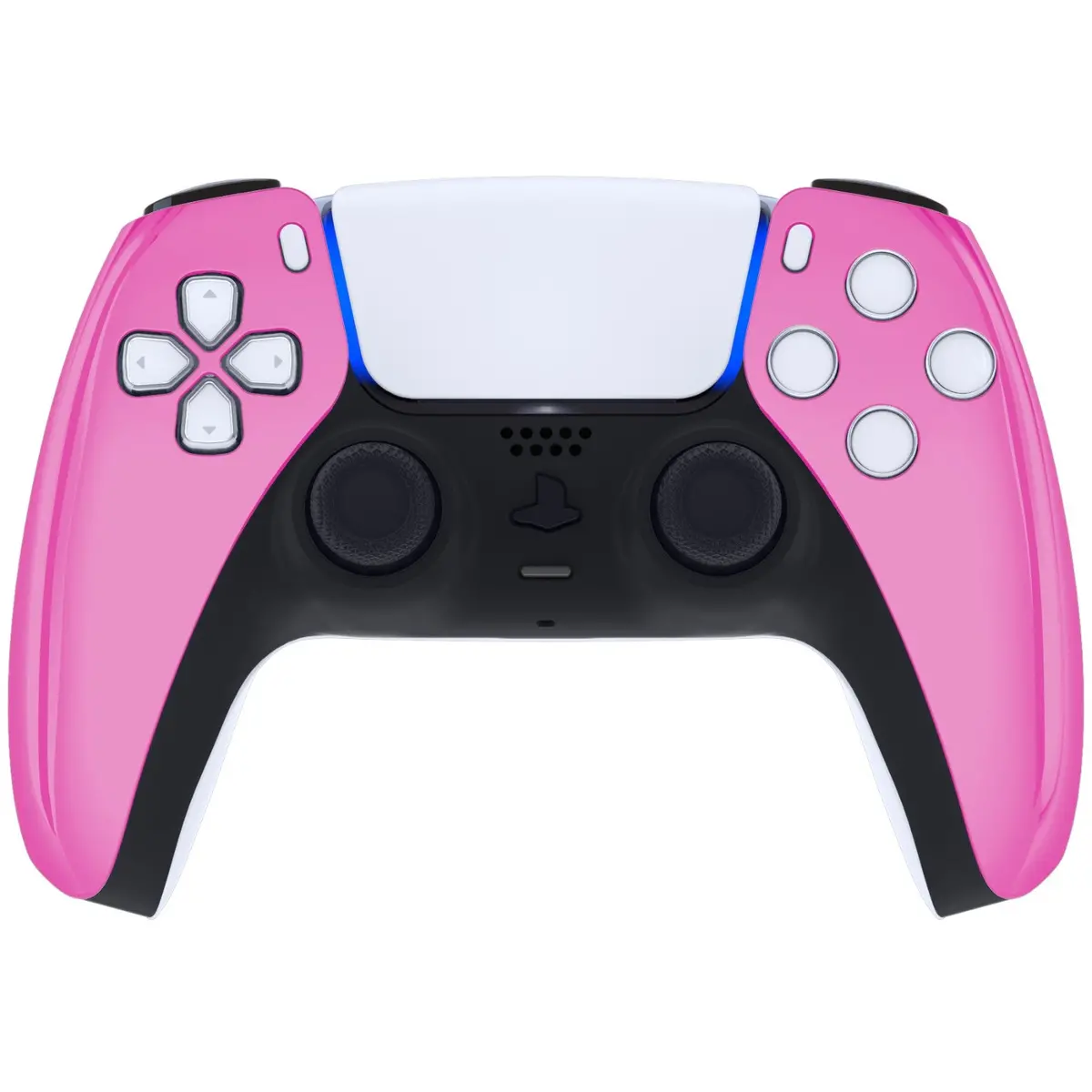 Extremerate Replacement Front Housing Shell Compatible With Ps5 Controller Bdm-010/020/030/040/050 - Chrome Pink Glossy 2