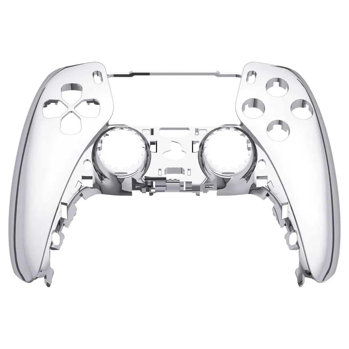 Extremerate Replacement Front Housing Shell Compatible With Ps5 Controller Bdm-010/020/030/040/050 - Chrome Silver Glossy 1
