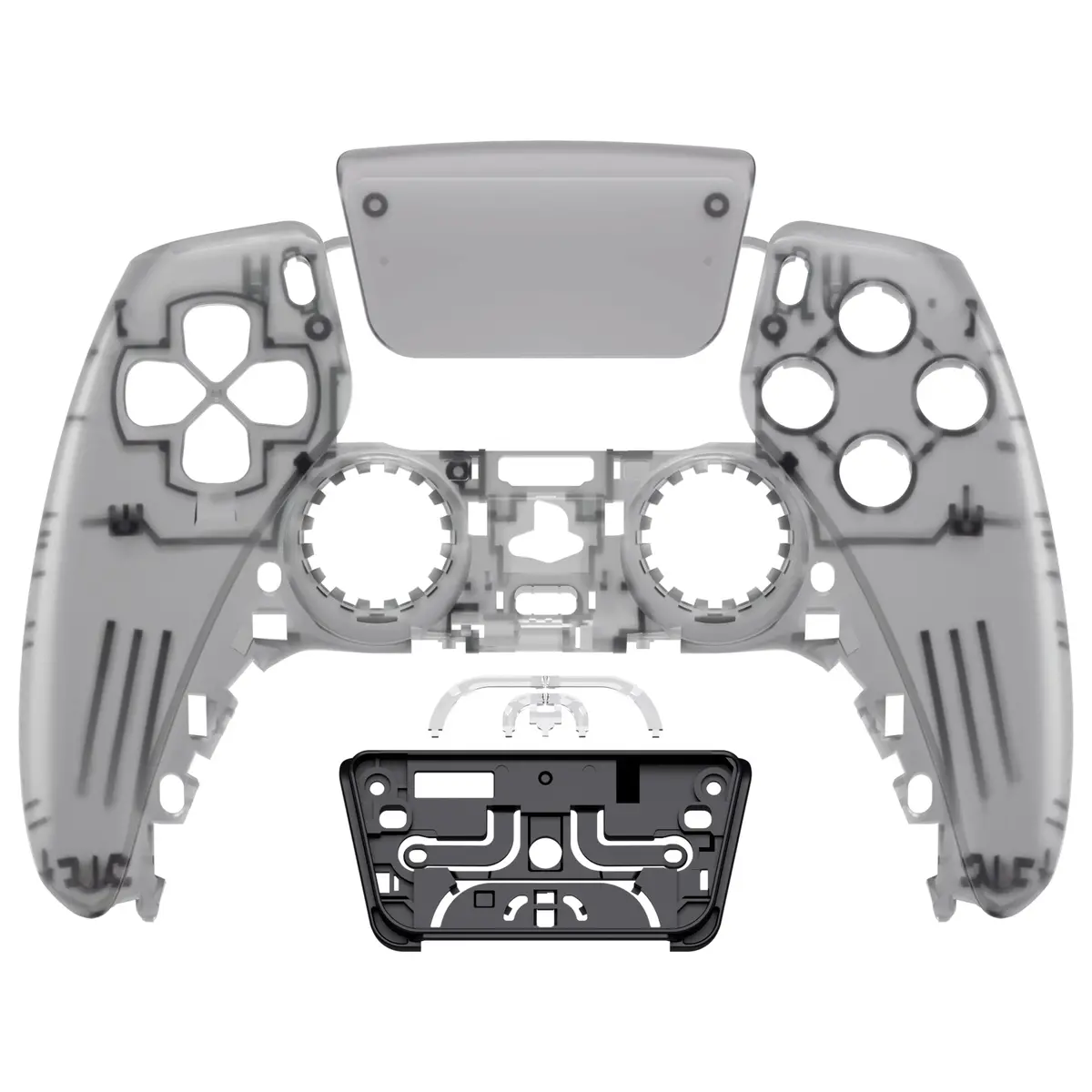 Extremerate Replacement Front Housing Shell With Touchpad Compatible With Ps5 Controller Bdm-010/020/030/040/050/060 - Clear Black 1