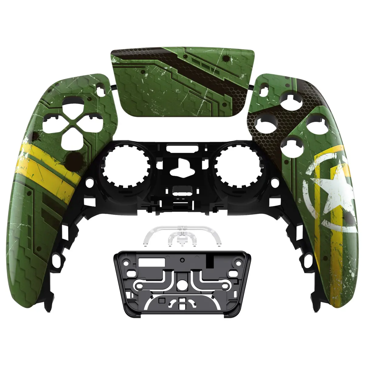 Extremerate Replacement Front Housing Shell With Touchpad Compatible With Ps5 Controller Bdm-010/020/030/040/050 - Army Mecha 1