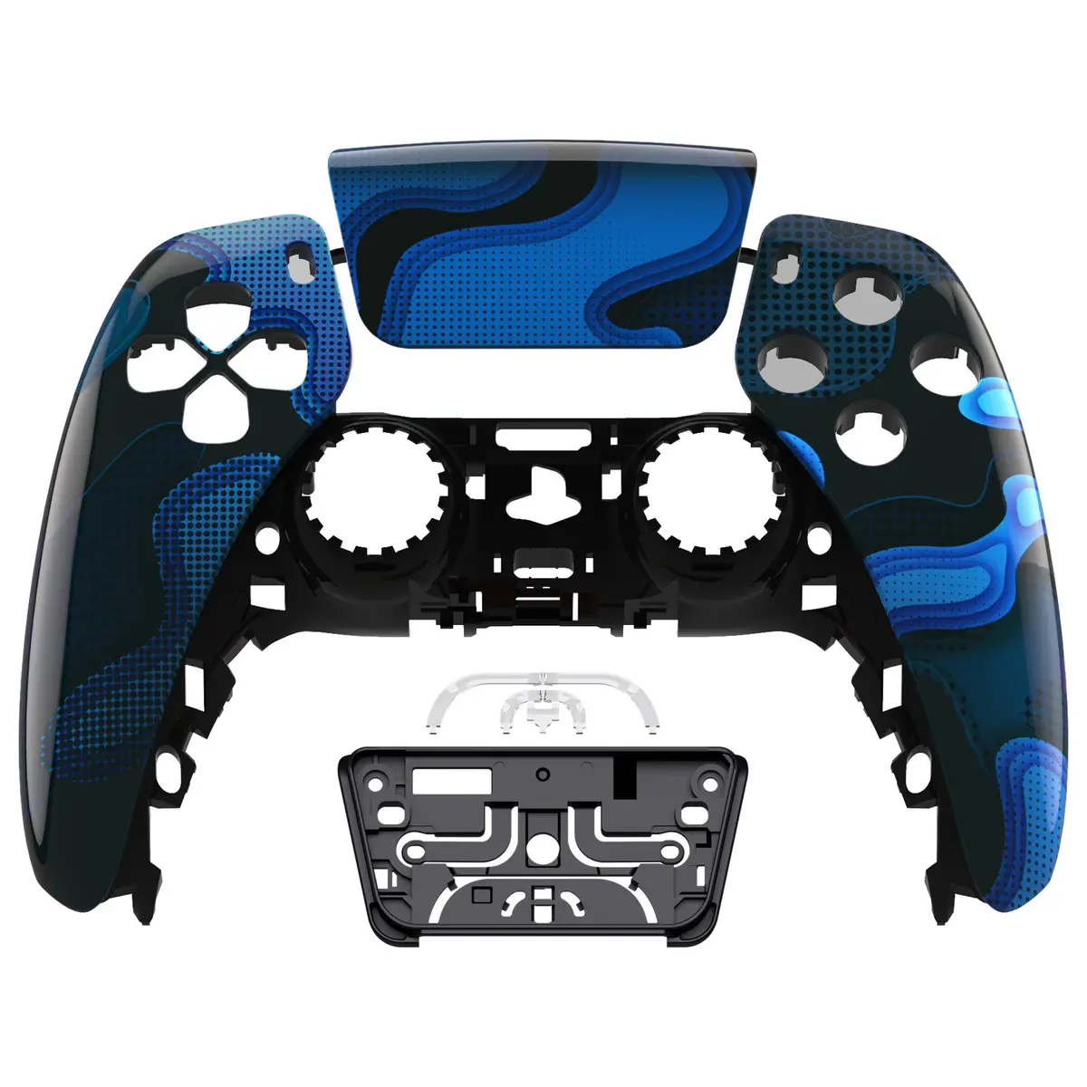 Extremerate Replacement Front Housing Shell With Touchpad Compatible With Ps5 Controller Bdm-010/020/030/040/050 - Blue Black Camouflage 1