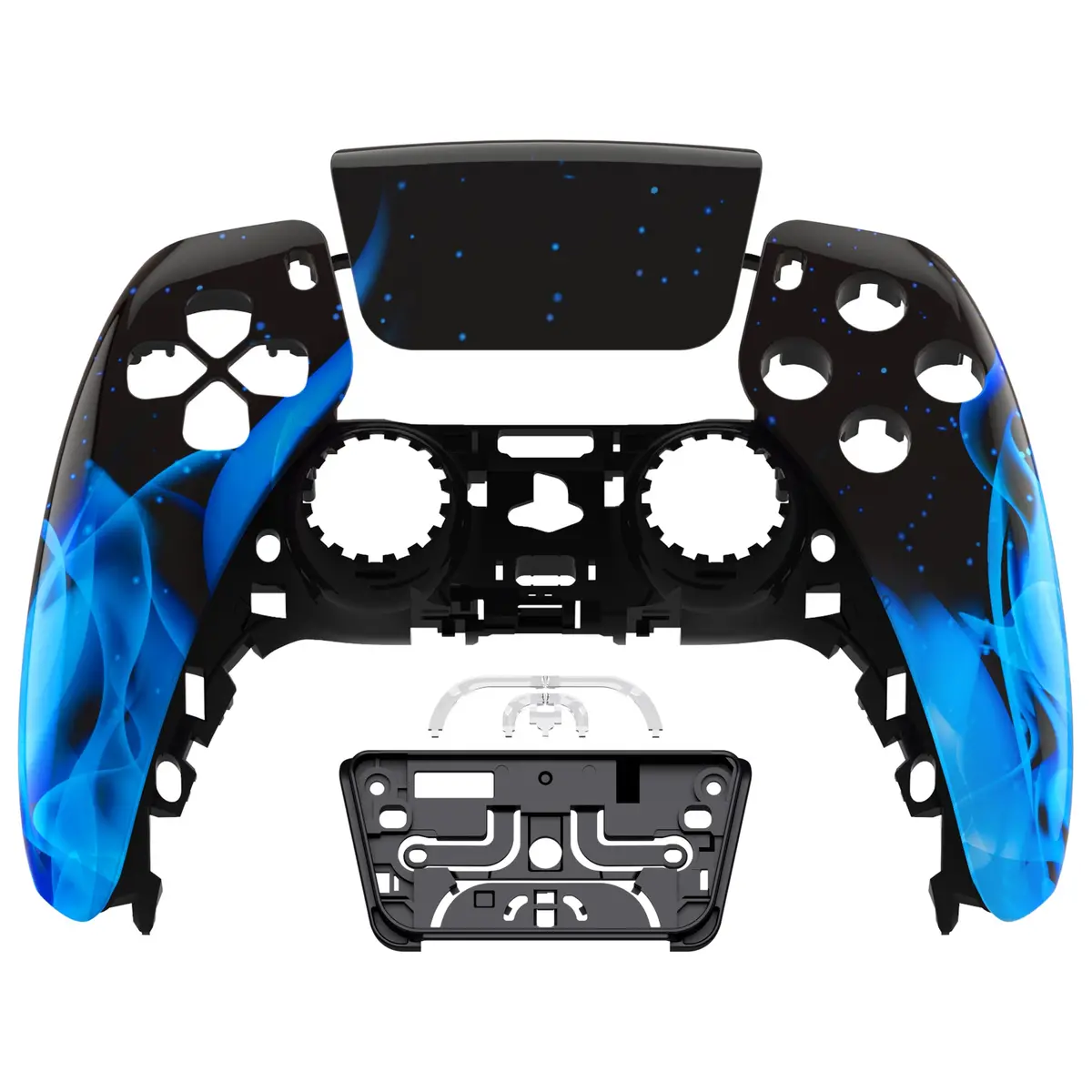 Extremerate Replacement Front Housing Shell With Touchpad Compatible With Ps5 Controller Bdm-010/020/030/040/050/060 - Blue Flame 1