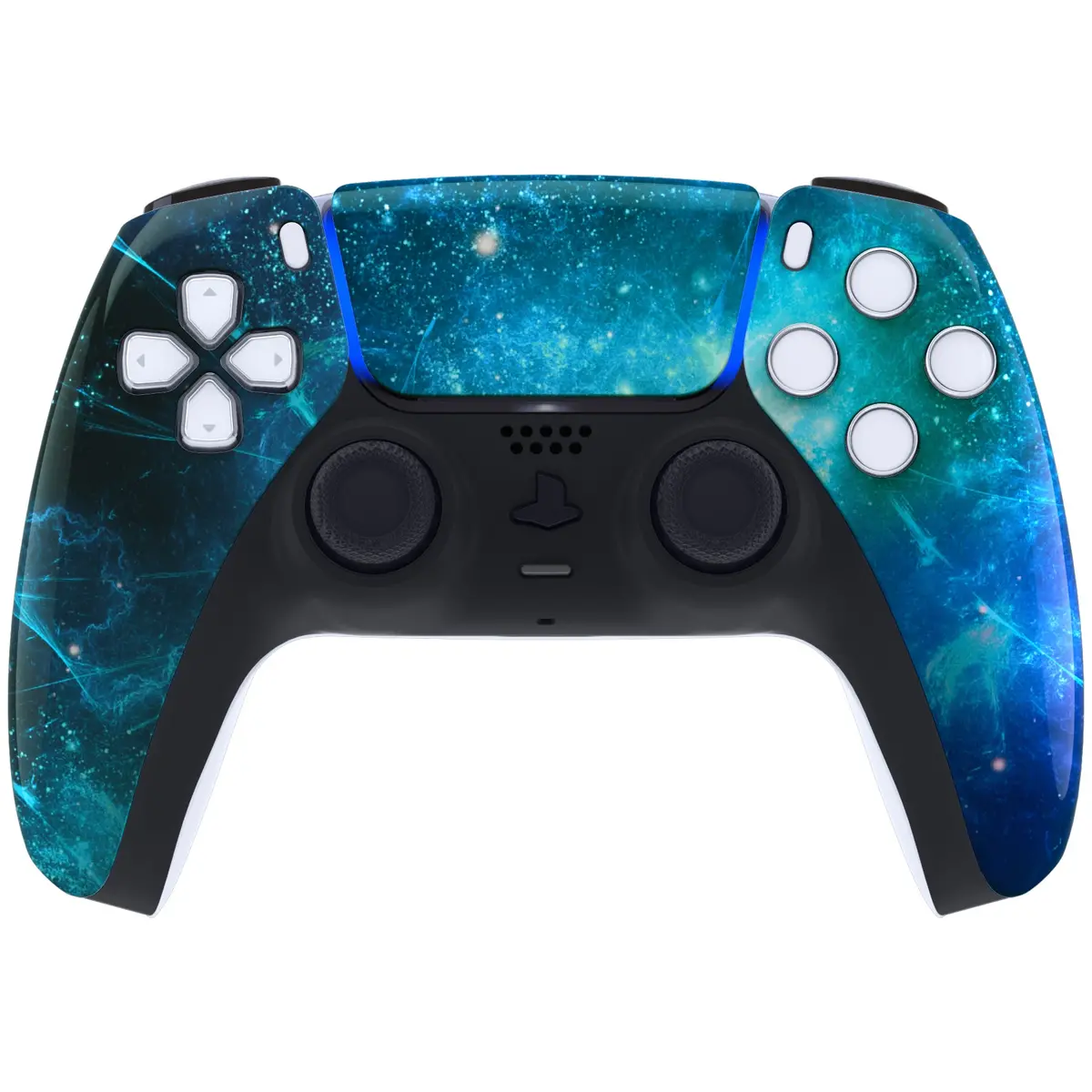 Extremerate Replacement Front Housing Shell With Touchpad Compatible With Ps5 Controller Bdm-010/020/030/040/050 - Blue Nebula 2