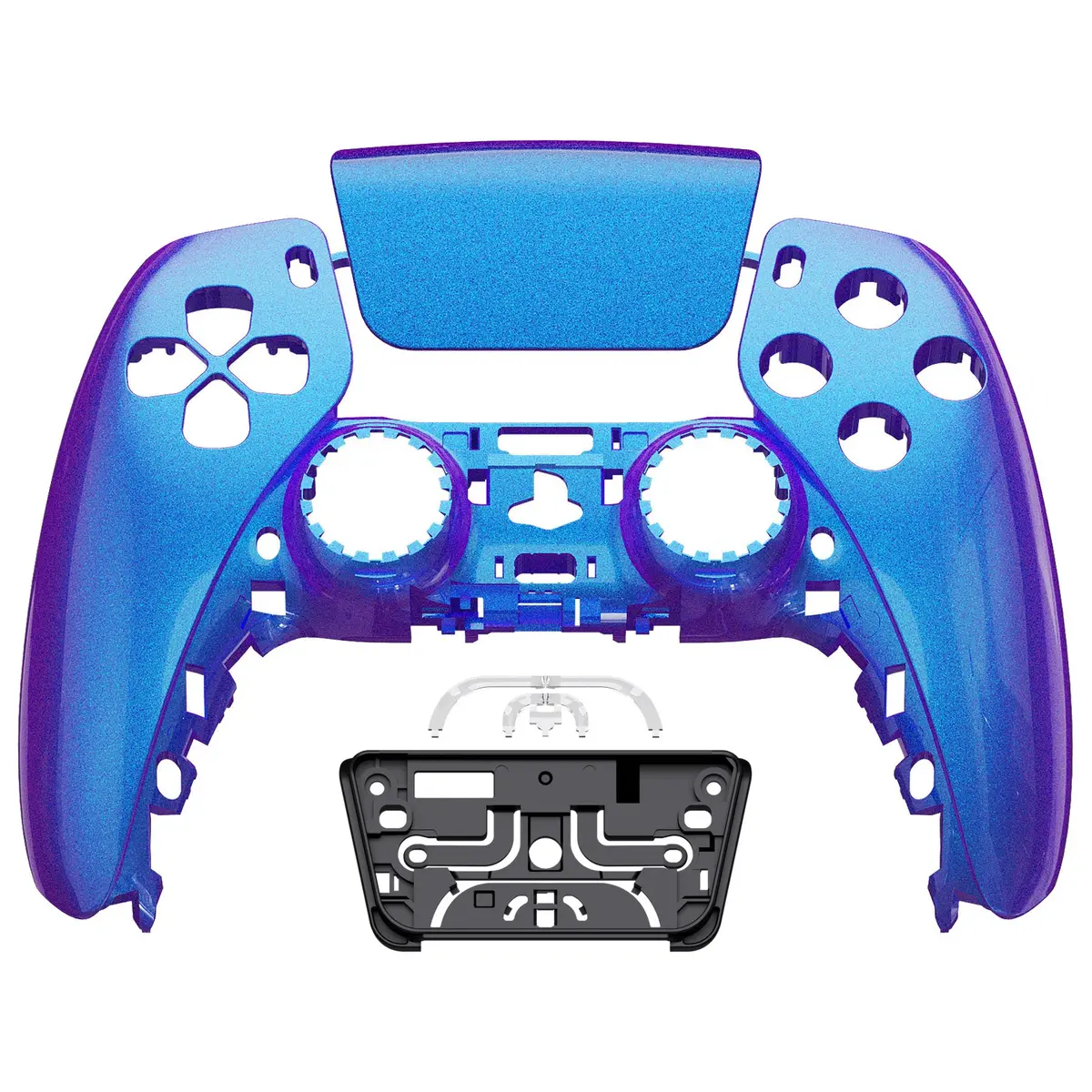 Extremerate Replacement Front Housing Shell With Touchpad Compatible With Ps5 Controller Bdm-010/020/030/040/050 - Chameleon Purple Blue 1