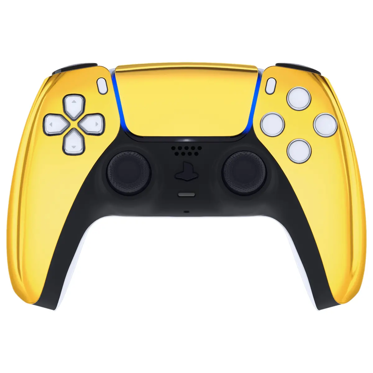 Extremerate Replacement Front Housing Shell With Touchpad Compatible With Ps5 Controller Bdm-010/020/030/040/050/060 - Chrome Gold 2