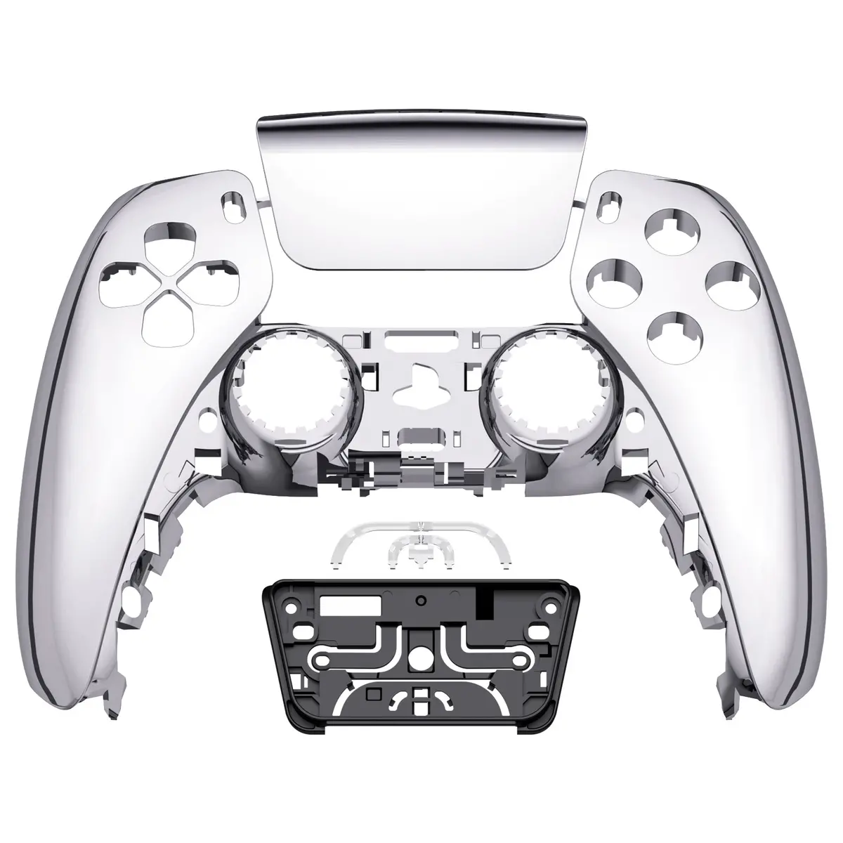 Extremerate Replacement Front Housing Shell With Touchpad Compatible With Ps5 Controller Bdm-010/020/030/040/050 - Chrome Silver 1