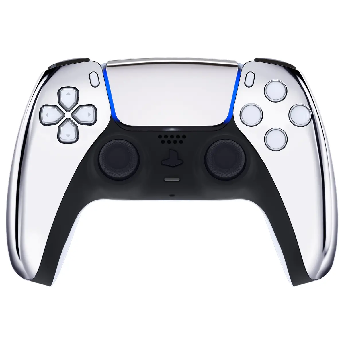 Extremerate Replacement Front Housing Shell With Touchpad Compatible With Ps5 Controller Bdm-010/020/030/040/050 - Chrome Silver 2