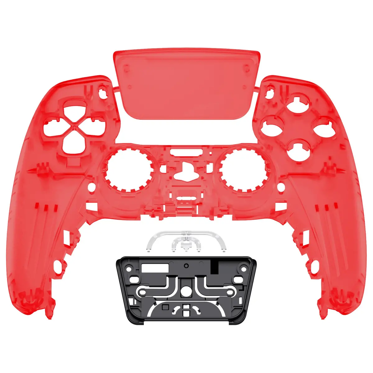 Extremerate Replacement Front Housing Shell With Touchpad Compatible With Ps5 Controller Bdm-010/020/030/040/050 - Clear Red 1