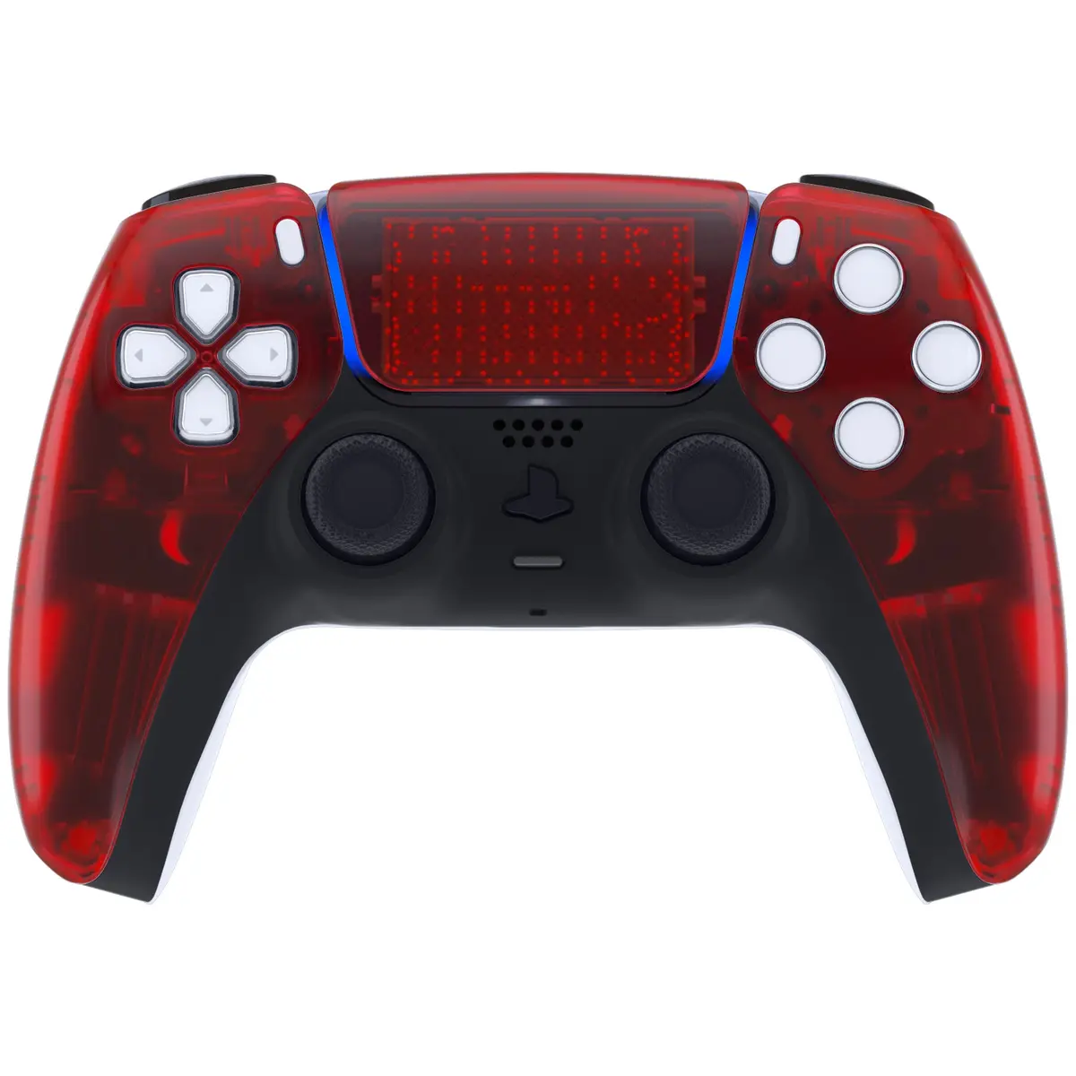 Extremerate Replacement Front Housing Shell With Touchpad Compatible With Ps5 Controller Bdm-010/020/030/040/050 - Clear Red 2