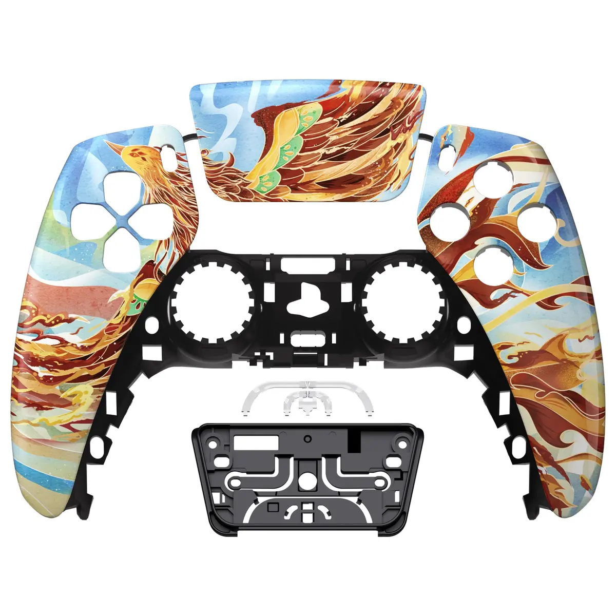 Extremerate Replacement Front Housing Shell With Touchpad Compatible With Ps5 Controller Bdm-010/020/030/040/050 - Fire Phoenix 1