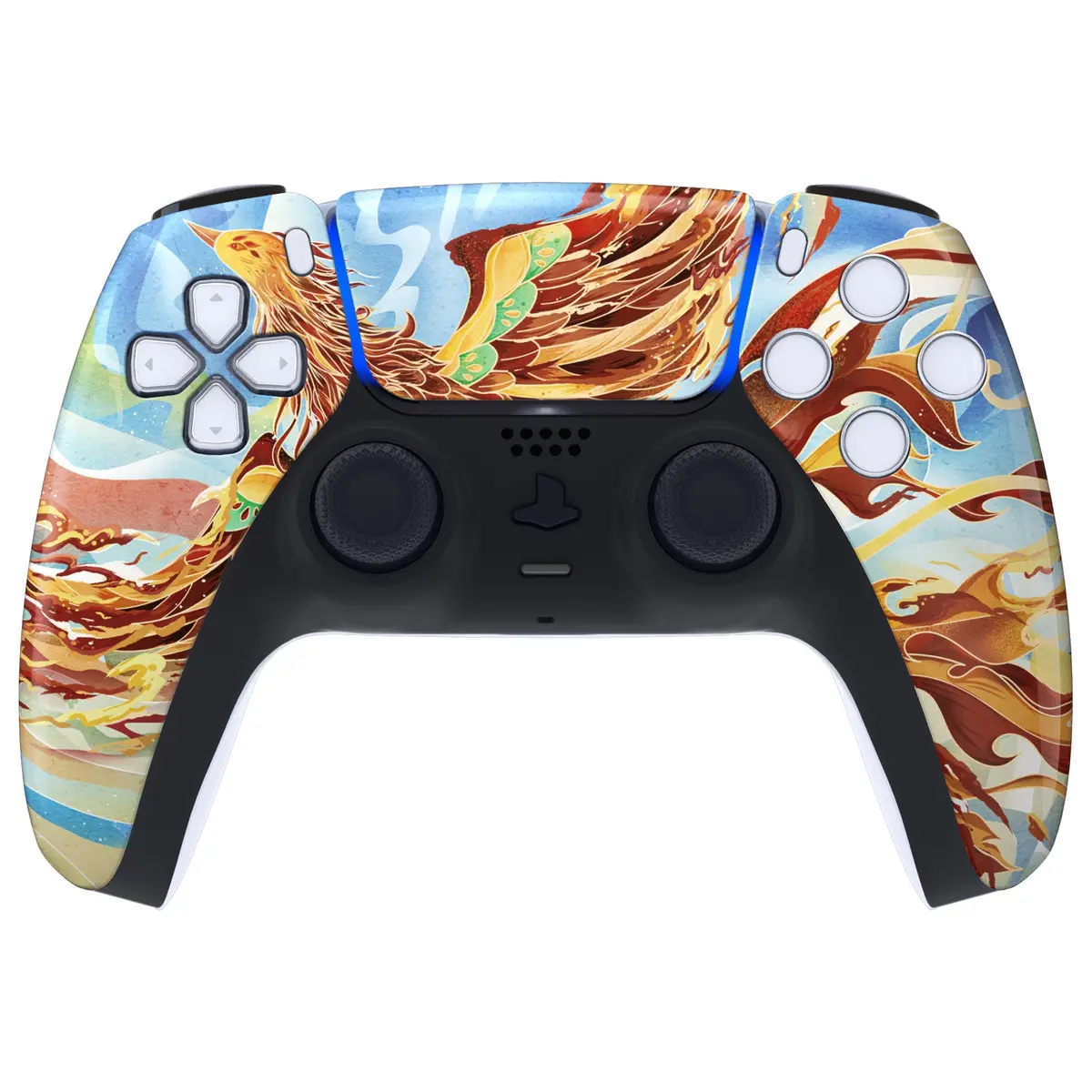 Extremerate Replacement Front Housing Shell With Touchpad Compatible With Ps5 Controller Bdm-010/020/030/040/050 - Fire Phoenix 2